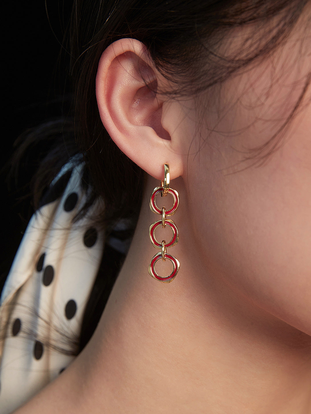 Crimson Circle Drop Earrings