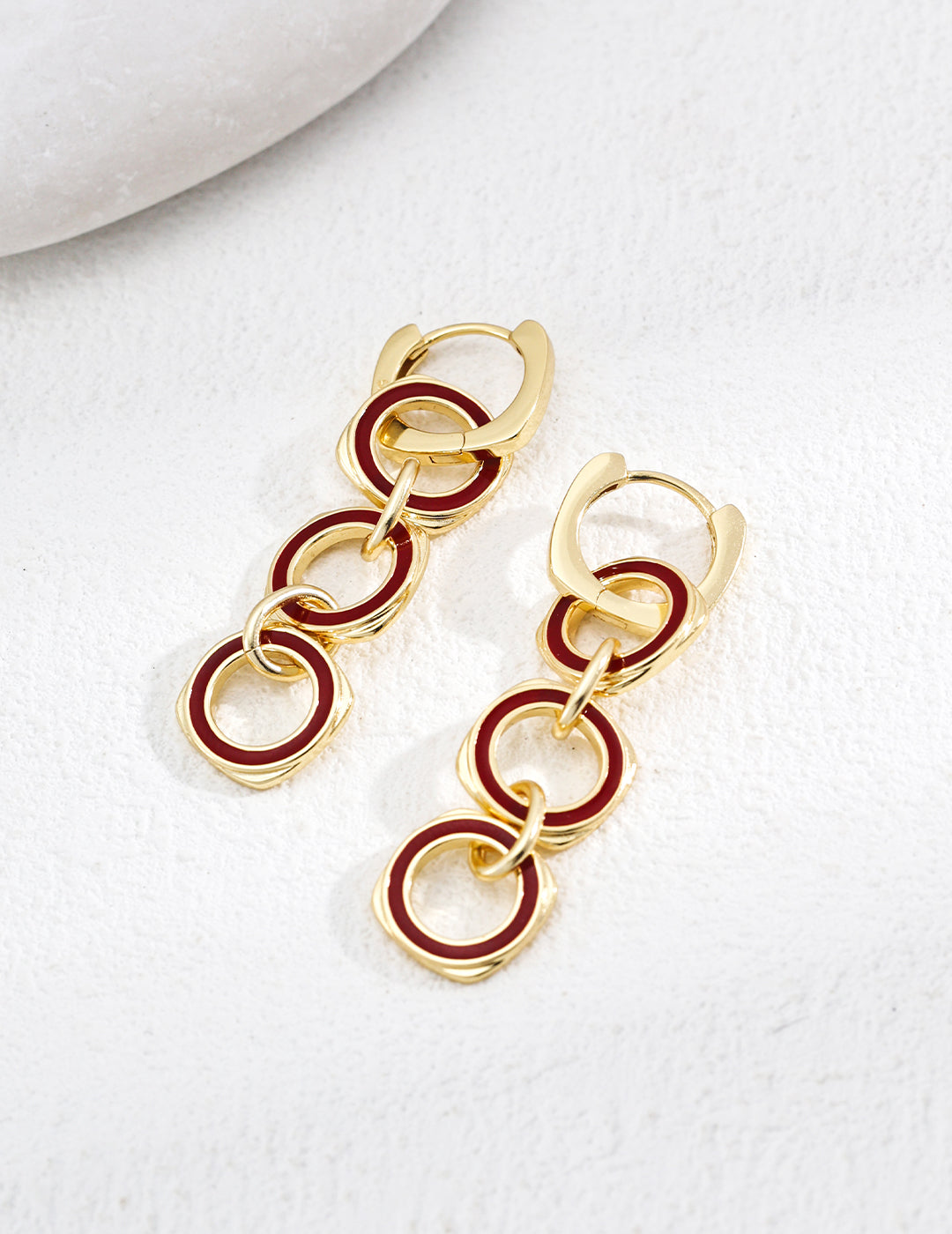 Crimson Circle Drop Earrings