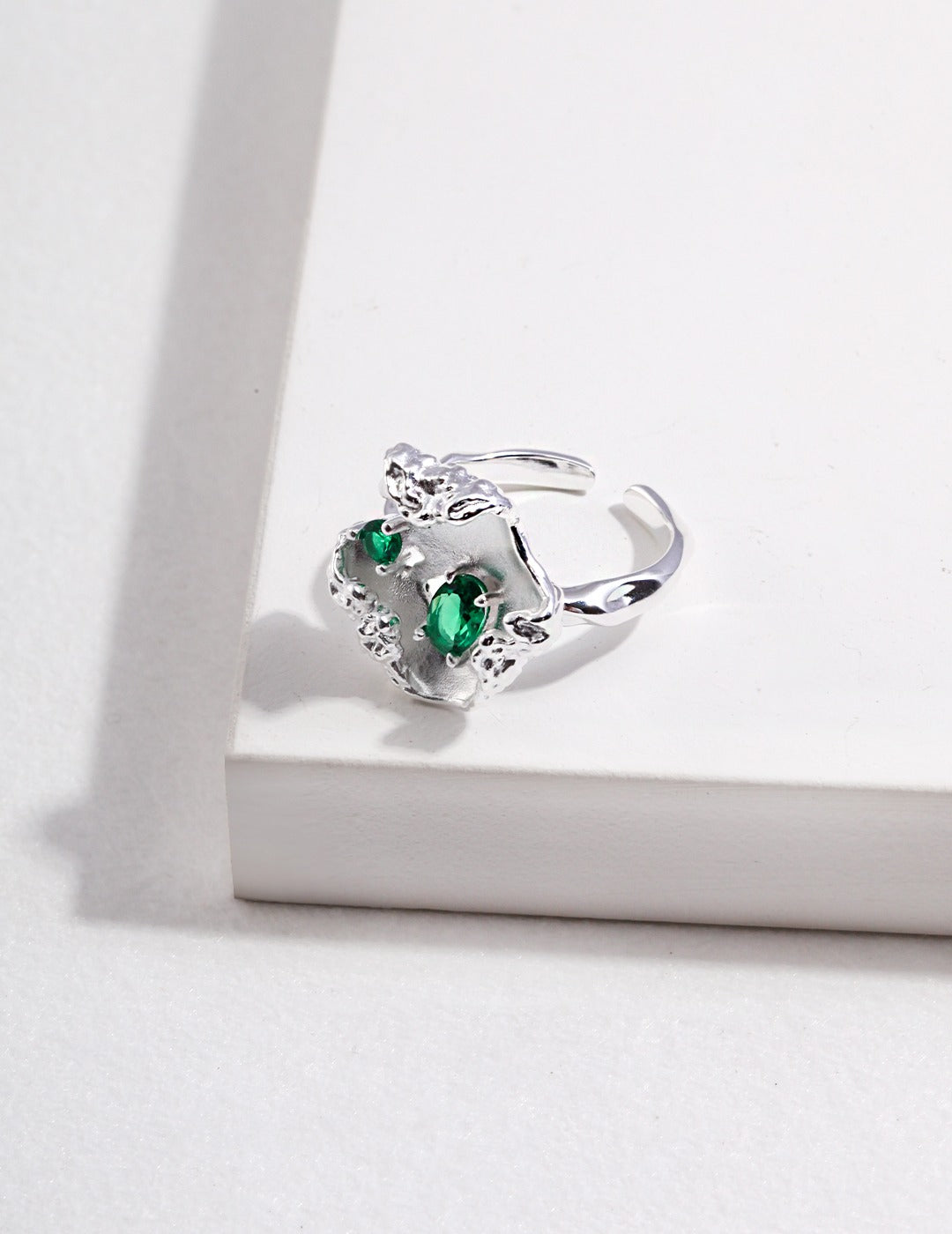 Aurora Bloom Adjustable Silver Ring