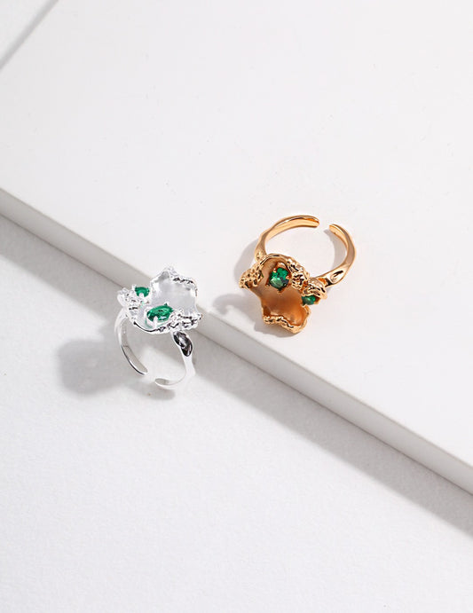 Aurora Bloom Adjustable Silver Ring
