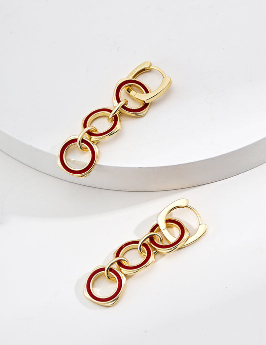 Crimson Circle Drop Earrings