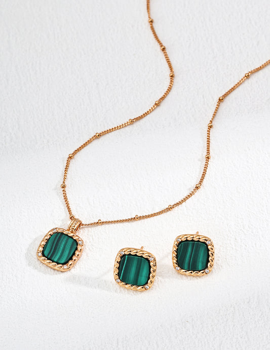 Emerald Elegance Malachite Jewelry Set