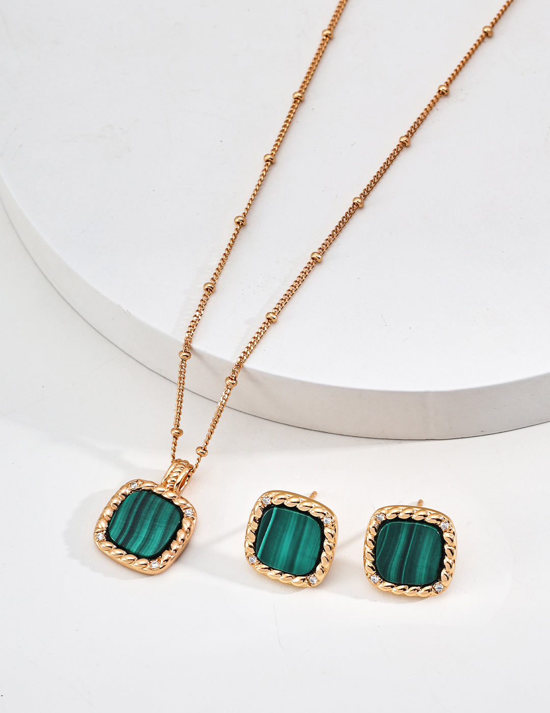 Emerald Elegance Malachite Jewelry Set