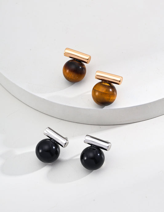 Elegant Gemstone Sphere Earrings