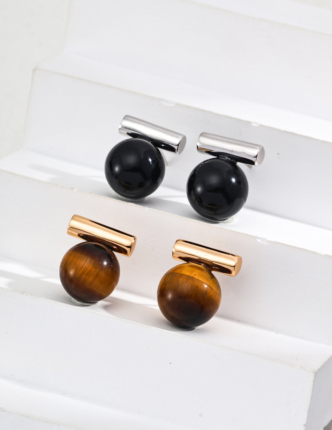 Elegant Gemstone Sphere Earrings