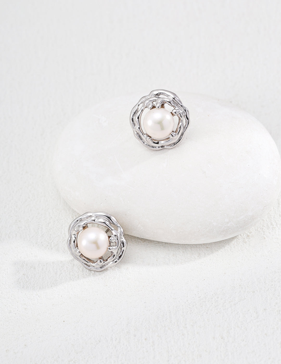 Pearl Blossom Silver Earrings